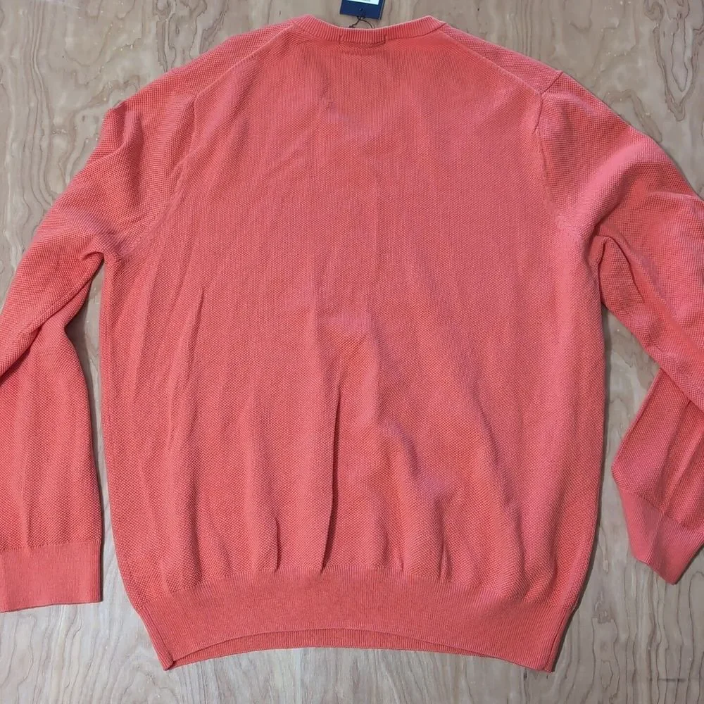 NEW Crown & Ivy Men's V‎ Neck Cashmere Blend Pullover Sweater Peach Coralista